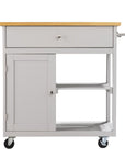 Gray and Natural 35" Rolling Kitchen Island With Storage