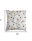 20" White And Black Coral Indoor Outdoor Throw Pillow With Pompoms
