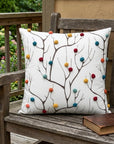 20" White And Black Coral Indoor Outdoor Throw Pillow With Pompoms
