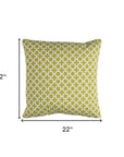 22" Green and White Quatrefoil Indoor Outdoor Throw Pillow