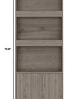 71" Three Tier Bookcase with Two doors