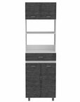 24" White and Gray Wood Flat Door Kitchen Cart With Storage