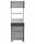 24" White and Gray Wood Flat Door Kitchen Cart With Storage