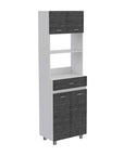 24" White and Gray Wood Flat Door Kitchen Cart With Storage