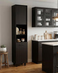 79" Black Wood Pantry Or Storage Closet