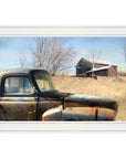 Vintage Farm Trucks 1 White Framed Print Wall Art