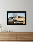 Vintage Farm Trucks 2 Black Framed Print Wall Art