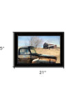 Vintage Farm Trucks 2 Black Framed Print Wall Art