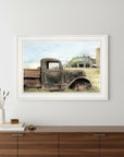 Vintage Farm Trucks I 1 White Framed Print Wall Art