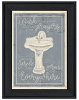 Wash Your Hands 7 Black Framed Print Bathroom Wall Art