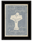 Wash Your Hands 8 Black Framed Print Bathroom Wall Art