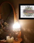 Wildflowers Covered Bridge Black Framed Print Wall Art
