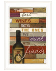 Wine With Friends White Framed Print Wall Art