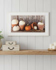 Welcome Pumpkin Shelf 1 White Framed Print Wall Art