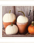 Welcome Pumpkin Shelf 1 White Framed Print Wall Art