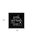 Wash Your Hands 2 Black Framed Print Bathroom Wall Art