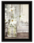 White Blossoms 2 Black Framed Print Wall Art