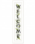 White And Black Floral Welcome Sign Framed Wall Art