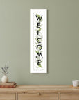 White And Black Floral Welcome Sign Framed Wall Art