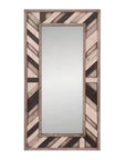 71" Ivory and Gray Wood Framed Leaning Accent Mirror