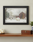 Winter Coat sheep Black Framed Print Wall Art
