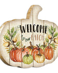 Welcome Pumpkin Wood Plank Wall Art