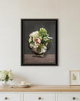 Vintage Floral Tea Pot 2 Black Framed Print Kitchen Wall Art