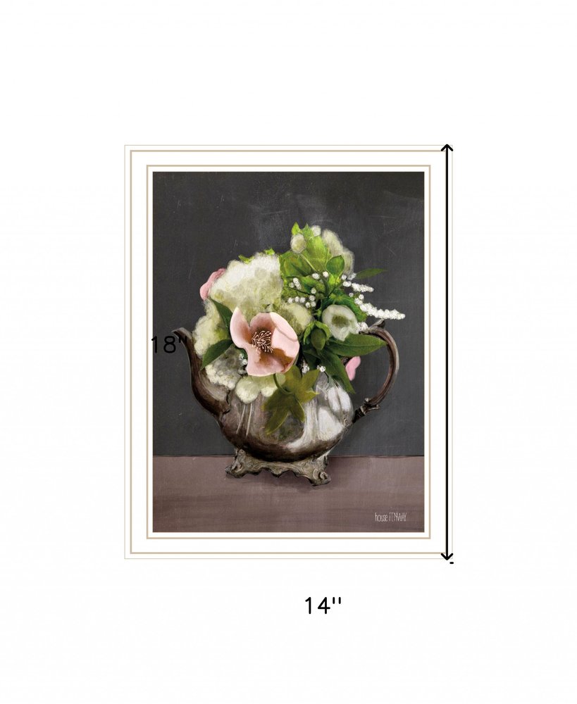 Vintage Floral Tea Pot 2 Black Framed Print Kitchen Wall Art