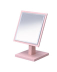 9" Pink Wood Square Freestanding Framed Makeup Shaving Tabletop Mirror