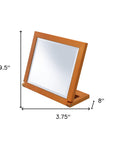 8" Brown Wood Framed Freestanding Makeup Shaving Tabletop Mirror