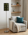 66" Steel Novelty Floor Lamp With Black And Green Drum Shade