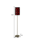 66" Steel Novelty Floor Lamp With Black And Red Drum Shade