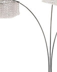 84" Silver Metal Three Light Arched Floor Lamp With Clear Crystal Square Shade