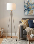 59" White Tripod Floor Lamp With White Drum Shade