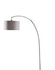 86" Beige And Antique Gold Arched Floor Lamp With Gray Drum Shade