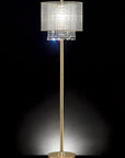 65" Gold And White Novelty Floor Lamp With White Fabric Drum Shade