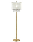 65" Gold And White Novelty Floor Lamp With White Fabric Drum Shade