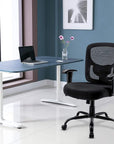 Black Fabric Mesh and Steel Adjustable Swivel Rolling Executive Office Chair