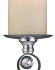 Set Of Two Silver and Blue Bling Tabletop Pillar Candle Holders