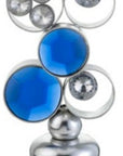 21" Silver and Blue Faux Crystal Bling Hurricane Candle Holder