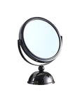 9" Black Round Metal Framed Makeup Shaving Tabletop Mirror