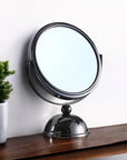 9" Black Round Metal Framed Makeup Shaving Tabletop Mirror