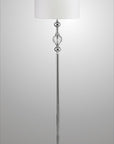 63" Chrome and Crystal Orb Shaped Floor Lamp With White Drum Shade