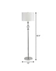 63" Chrome and Crystal Orb Shaped Floor Lamp With White Drum Shade