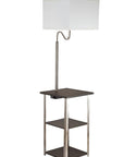 58" Steel Tray Table Floor Lamp With White Square Shade