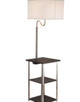 58" Steel Tray Table Floor Lamp With White Square Shade