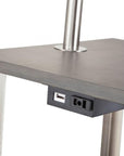 58" Steel Tray Table Floor Lamp With White Square Shade