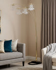 84" Gold Four Light Tree Floor Lamp With Clear Glass Novelty Shade