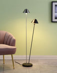 48" Black And Silver Two Light LED Novelty Floor Lamp With Black And Silver Metal Empire Shade