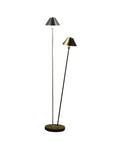 48" Black And Silver Two Light LED Novelty Floor Lamp With Black And Silver Metal Empire Shade